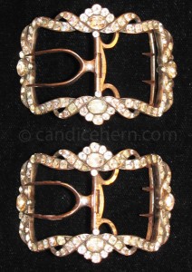 Figure 4: Ladies' shoe buckles, c1770. Click on image to see a larger version and to read more detail about the buckles.