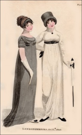 Half-Mourning Evening and Walking Dresses, October 1805 - CandiceHern.com